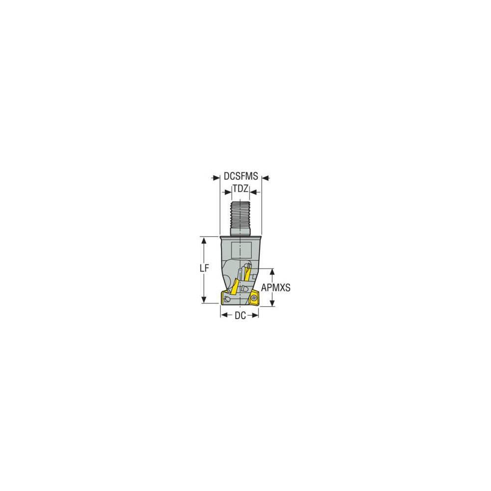 Seco Indexable Square-Shoulder End Mill: R217692040RE044124AN, 40 mm Cut Dia, 44 mm Max Depth of Cut, 20 mm Dia Modular Connection Shank - 02972764
