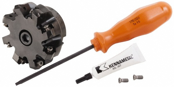 Kennametal 2" Cut Dia, 3/4" Arbor Hole, 3.23mm Max Depth of Cut, 45° Indexable Chamfer & Angle Face Mill - 4130431