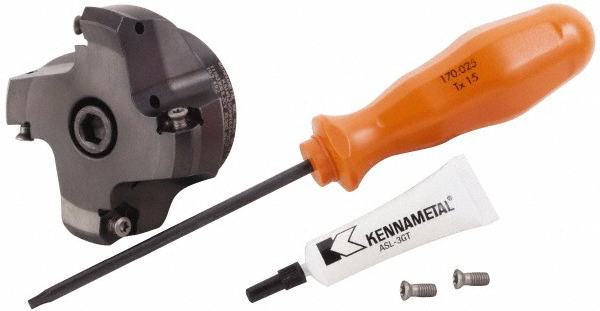 Kennametal 2" Cut Dia, 3/4" Arbor Hole, 3.23mm Max Depth of Cut, 45° Indexable Chamfer & Angle Face Mill - 4130431