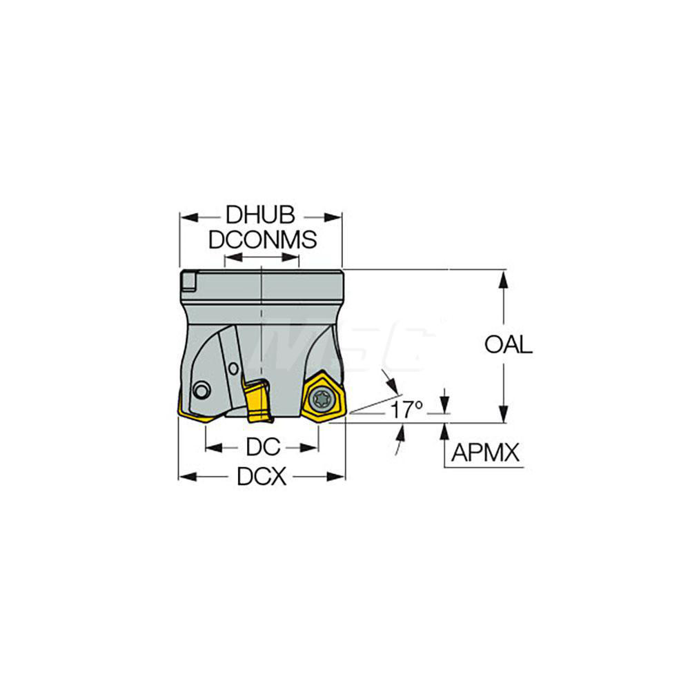 Iscar Indexable High-Feed Face Mill: 1.99 to 2.5" Cut Dia, 1" Arbor Hole - 3106845