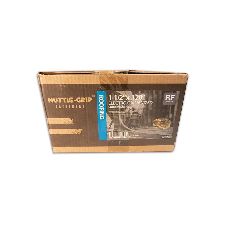 HUTTIG-GRIP 1-1/2 in. x 0.120 Gauge 15-Degree Electro Galvanized Coil Roofing (7200 per Box) - HGC112EGCRFG