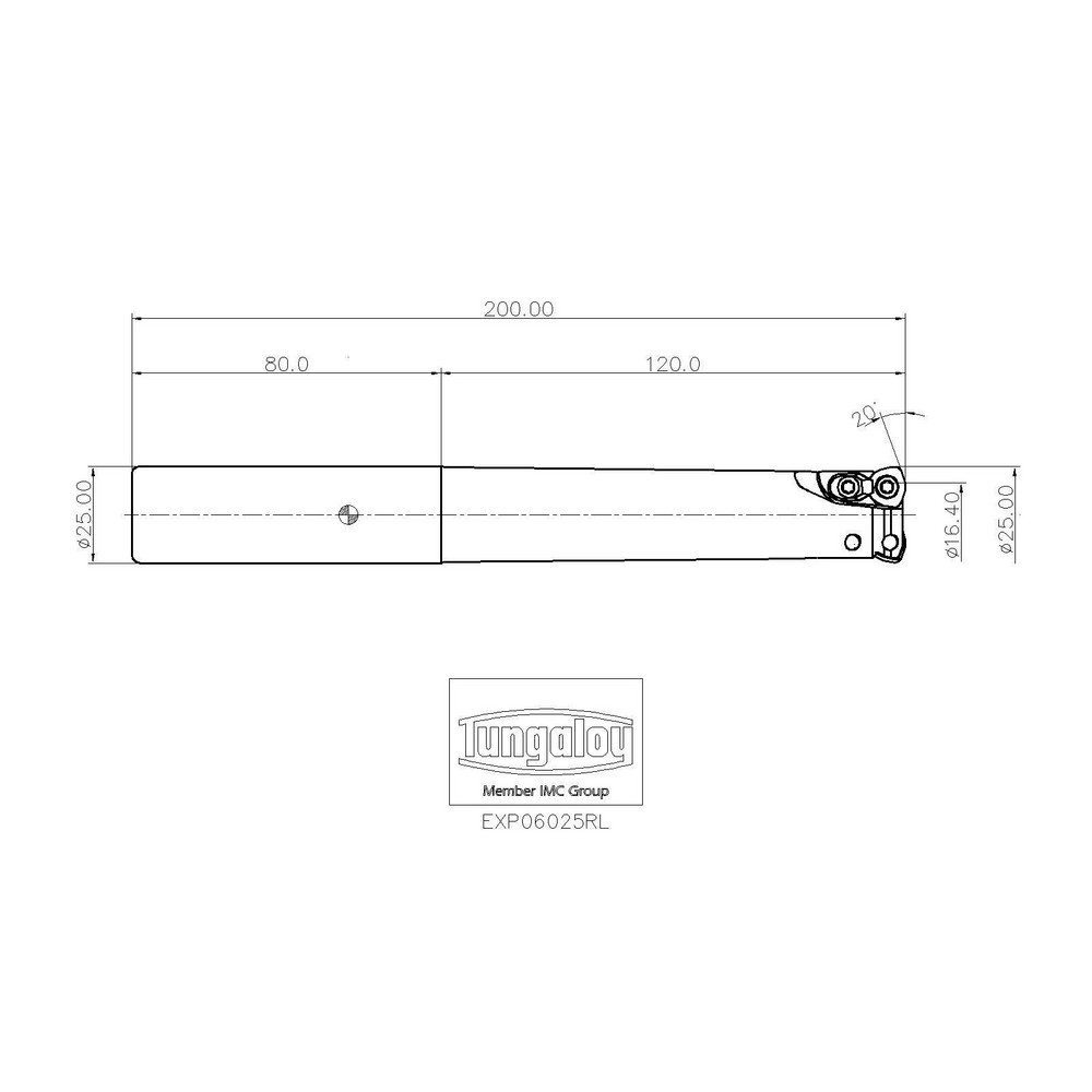 Tungaloy Indexable High-Feed End Mill: EXP06025RL, Cylindrical Shank - 6817111