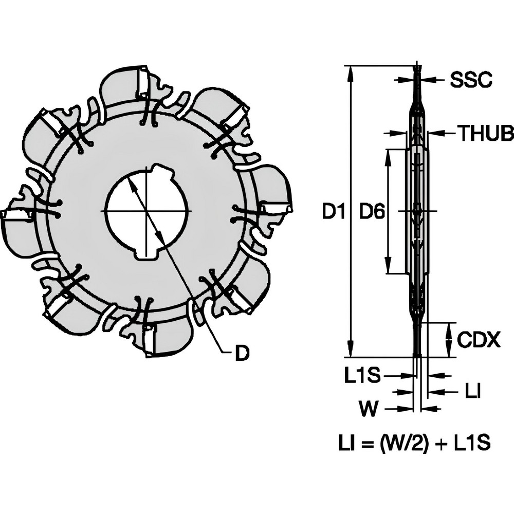 Kennametal Indexable Slotting Cutter: 1.20 mm Cutting Width, 125.00 mm Cutter Dia, Arbor Connection, 32.00 mm Shank Dia, Neutral - 5614823