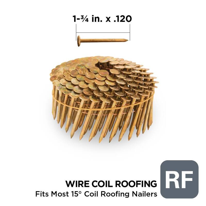 Stinger 1-3/4 in. x 0.120-Gauge Electro Galvanized Smooth Shank Wire Coil Roofing Nails (7200 per Box) - 0611110
