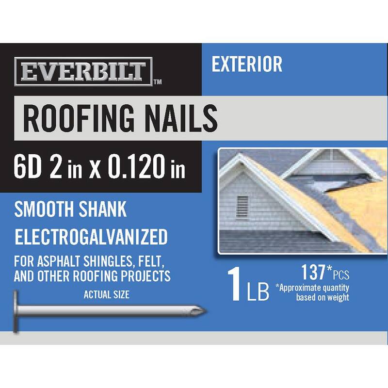 Everbilt 6D 2 in. Roofing Nails Electro-Galvanized 1 lb. (Approximately 137-Pieces) - 815710