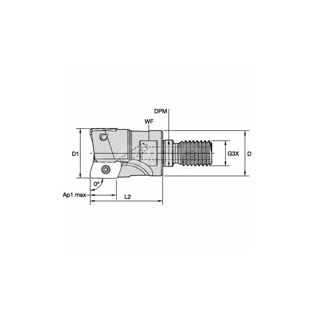Kennametal Indexable Square-Shoulder End Mill:  M1D100E1003CM12,  M12 Modular Connection,  Modular Connection Shank - 3742513