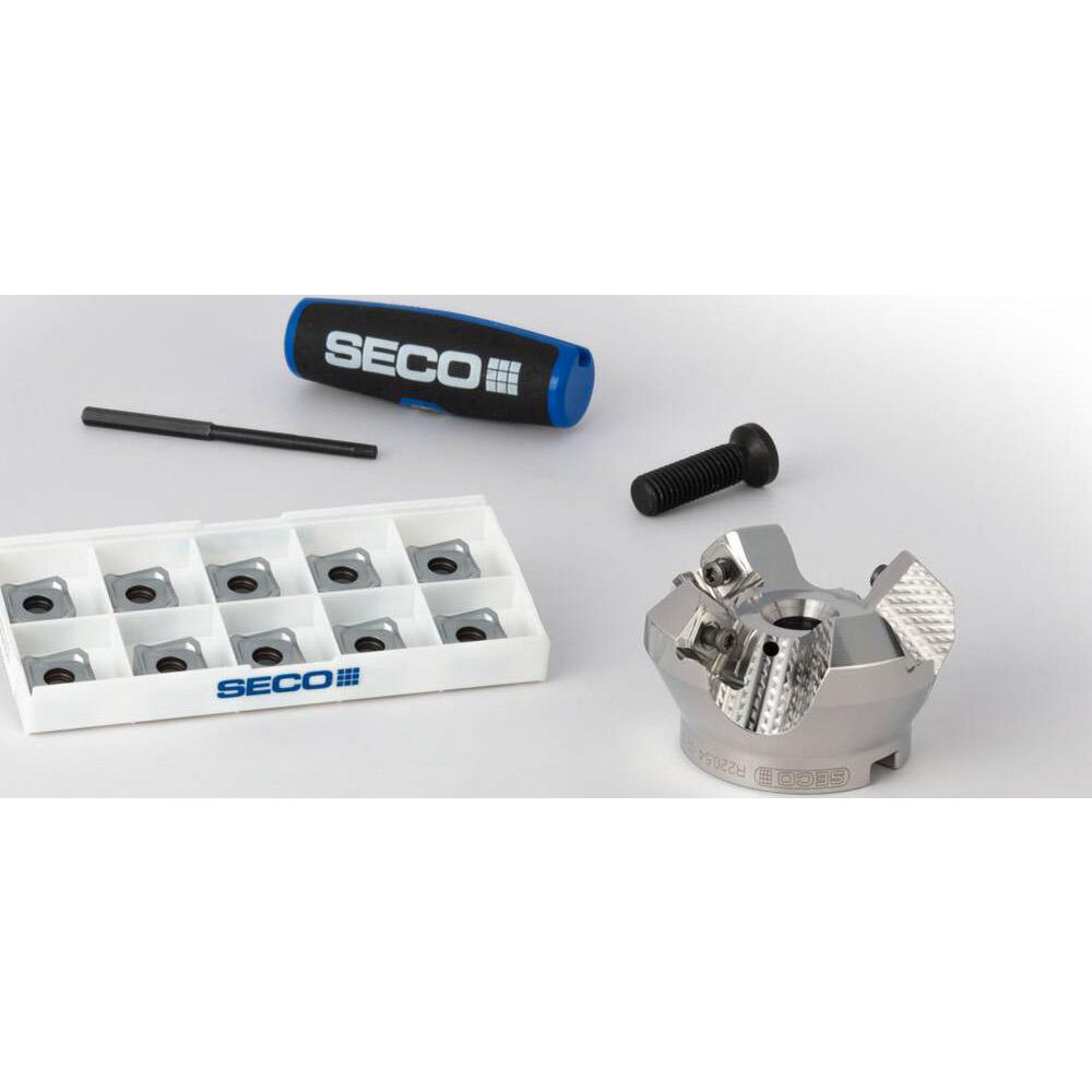 Seco 12.992" Max Cut Dia, 2-1/2" Arbor Hole, 0.236" Max Depth of Cut, 48° Indexable Chamfer & Angle Face Mill - 03213794