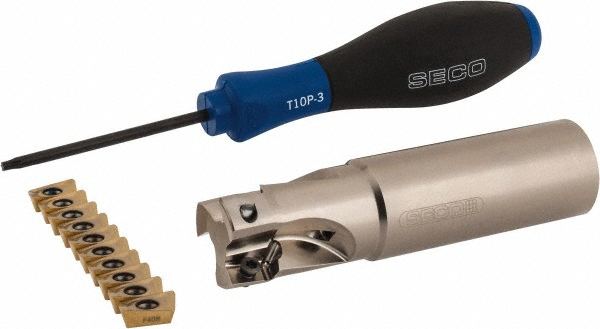Seco Indexable Square-Shoulder End Mill: R217.69-01.00-0-12-2AN, 1" Cut Dia, 0.433" Max Depth of Cut, 1" Dia Cylindrical Shank - 02688853