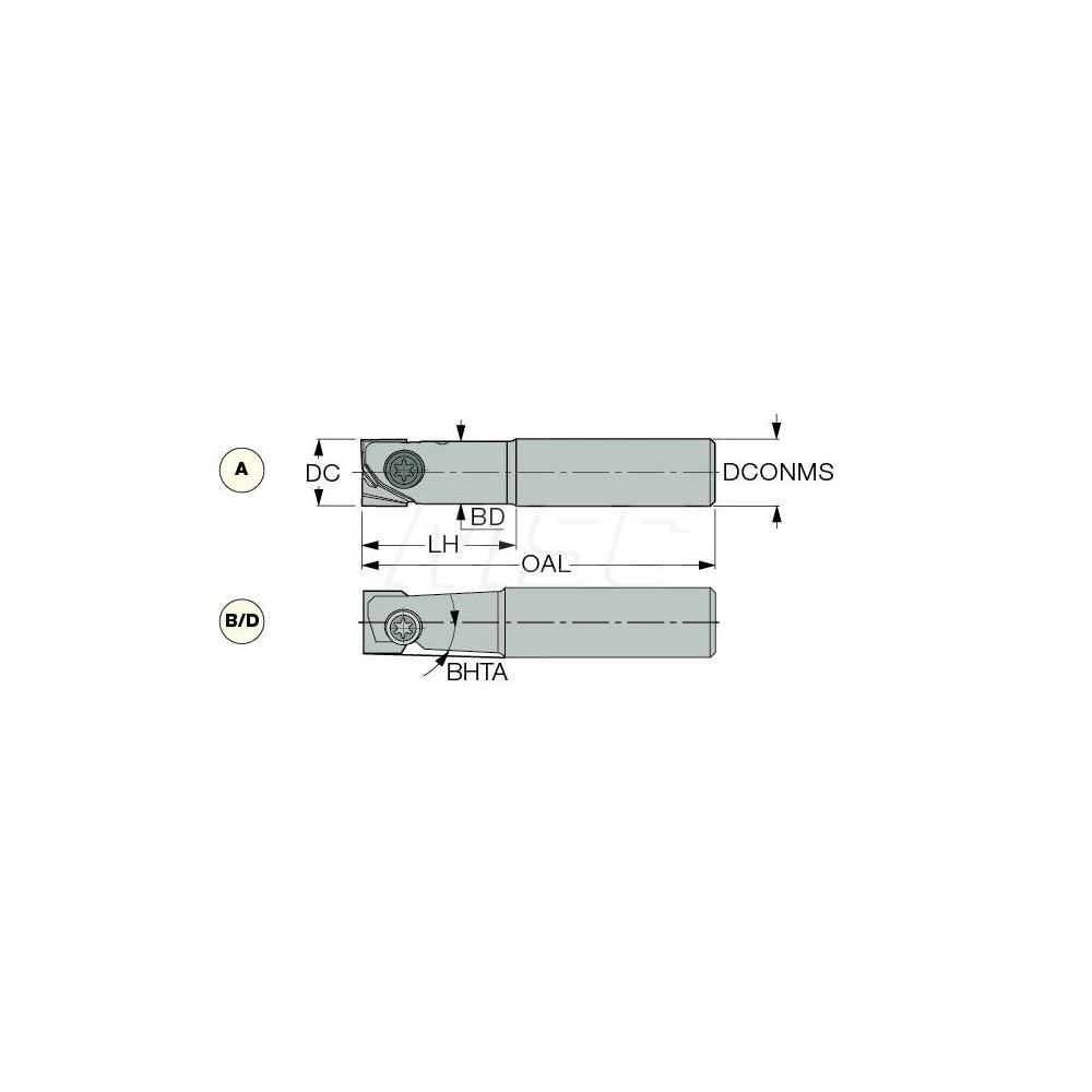 Iscar Indexable Square-Shoulder End Mill: HCED16-B-L160-C25, 16 mm Cut Dia, 25 mm Dia Cylindrical Shank - 3103704