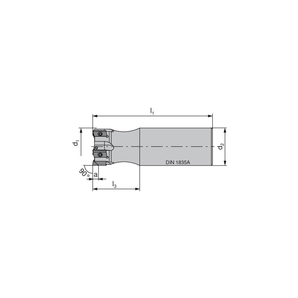 Ceratizit Indexable Square-Shoulder End Mill: CHPC.25.R.04-04-A-32, 25 mm Cut Dia, 4 mm Max Depth of Cut, 25 mm Dia Cylindrical Shank - 5068002504
