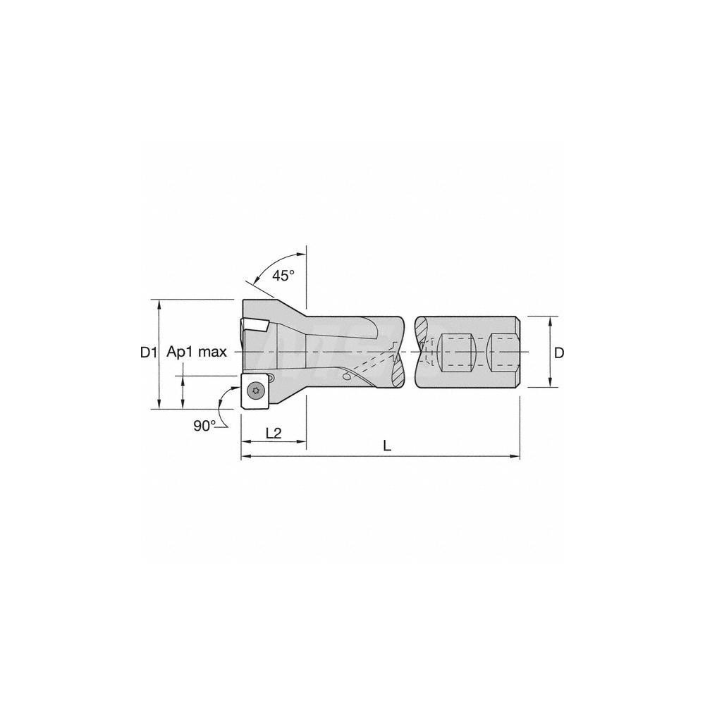 Kennametal 1" Cut Dia, 0.346" Max Depth of Cut, 1" Shank Dia, Indexable Plunge End Mill - 1024858