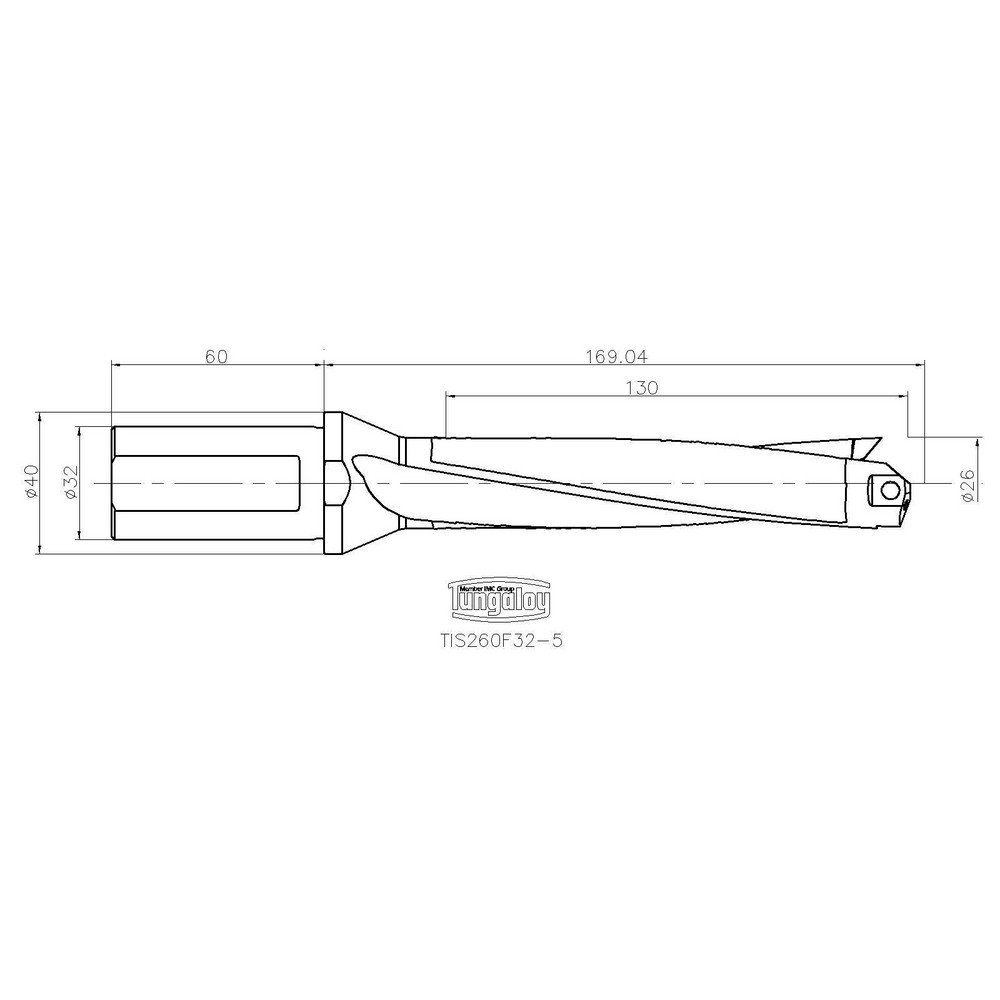 Tungaloy Indexable Ball Nose End Mill: 1" Cut Dia, Steel, 8" OAL - 6725783