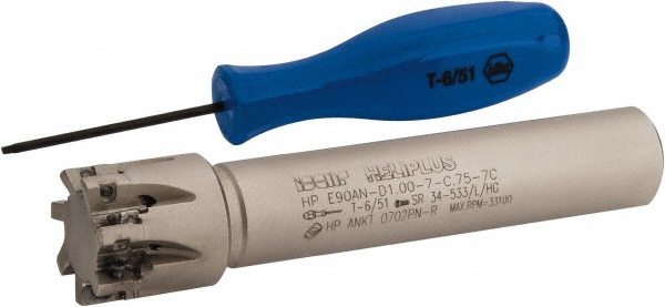 Iscar Indexable Square-Shoulder End Mill: HPE90AND257C2007C, 25 mm Cut Dia, 7.7 mm Max Depth of Cut, 20 mm Dia Cylindrical Shank - 3103375