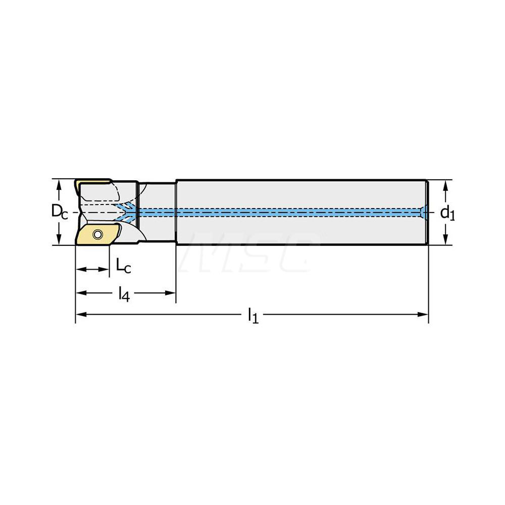 Walter Indexable Square-Shoulder End Mill: M2131-025-A20-02-15-S, 25 mm Cut Dia, 15 mm Max Depth of Cut, 20 mm Dia Cylindrical Shank - 6836943