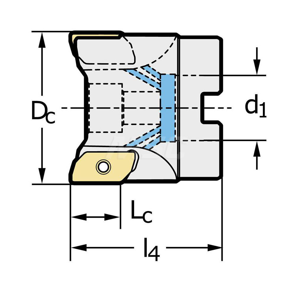 Walter 50mm Cut Dia, 22mm Arbor Hole Dia, Indexable Square-Shoulder Face Mill - 7454299