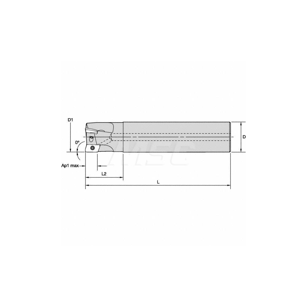 Kennametal Indexable Square-Shoulder End Mill: M1D100E1004C100L800R, 1" Cut Dia, 0.385" Max Depth of Cut, 1" Dia Cylindrical Shank - 3742546