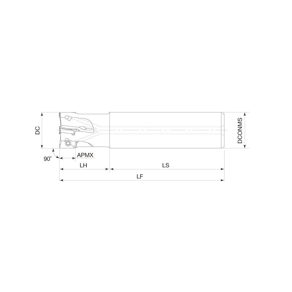 Tungaloy Indexable Square-Shoulder End Mill: EPS11050RSU, 1/2" Cut Dia, 0.433" Max Depth of Cut, 5/8" Dia Weldon Flat Shank - 6829498