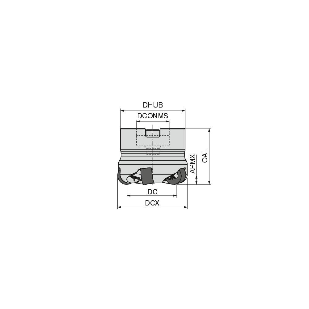 Ceratizit Indexable Copy Face Mill: 50 mm Max Cut Dia, 22 mm Arbor Hole - 5079205005