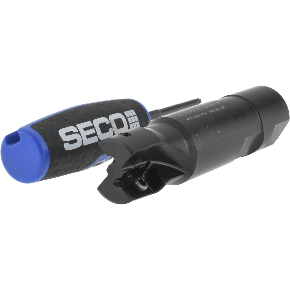 Seco Indexable Square-Shoulder End Mill: R217.69-01.00-3-16, 1" Cut Dia, 0.59" Max Depth of Cut, 1" Dia Weldon Flat Shank - 00072158