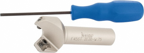 Kennametal 45° Lead Angle, 1.26" to 1.812" Cut Dia, 1-1/4" Shank Dia, Indexable & Chamfer End Mill - 1817940
