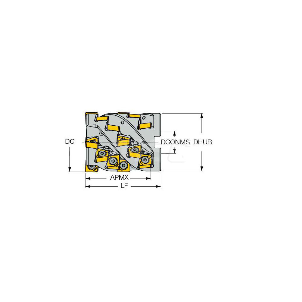 Iscar 63mm Cut Dia, 27mm Arbor Hole Dia, 69mm Max Depth, Indexable Square-Shoulder Face Mill - 3106220