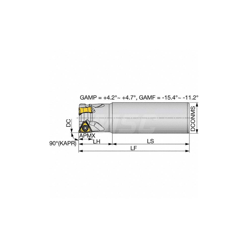 Tungaloy Indexable Square-Shoulder End Mill: EPTN12U1.25C1.25R03N, 1-1/4" Cut Dia, 0.433" Max Depth of Cut, 1-1/4" Dia Straight Shank - 6730276