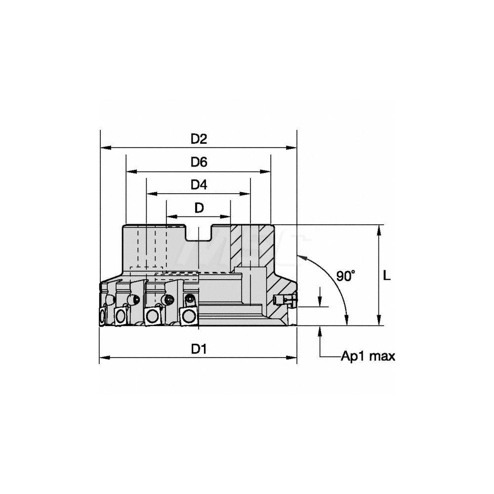 Kennametal 100mm Cut Dia, 32mm Arbor Hole Dia, 8mm Max Depth, Indexable Square-Shoulder Face Mill - 1777658