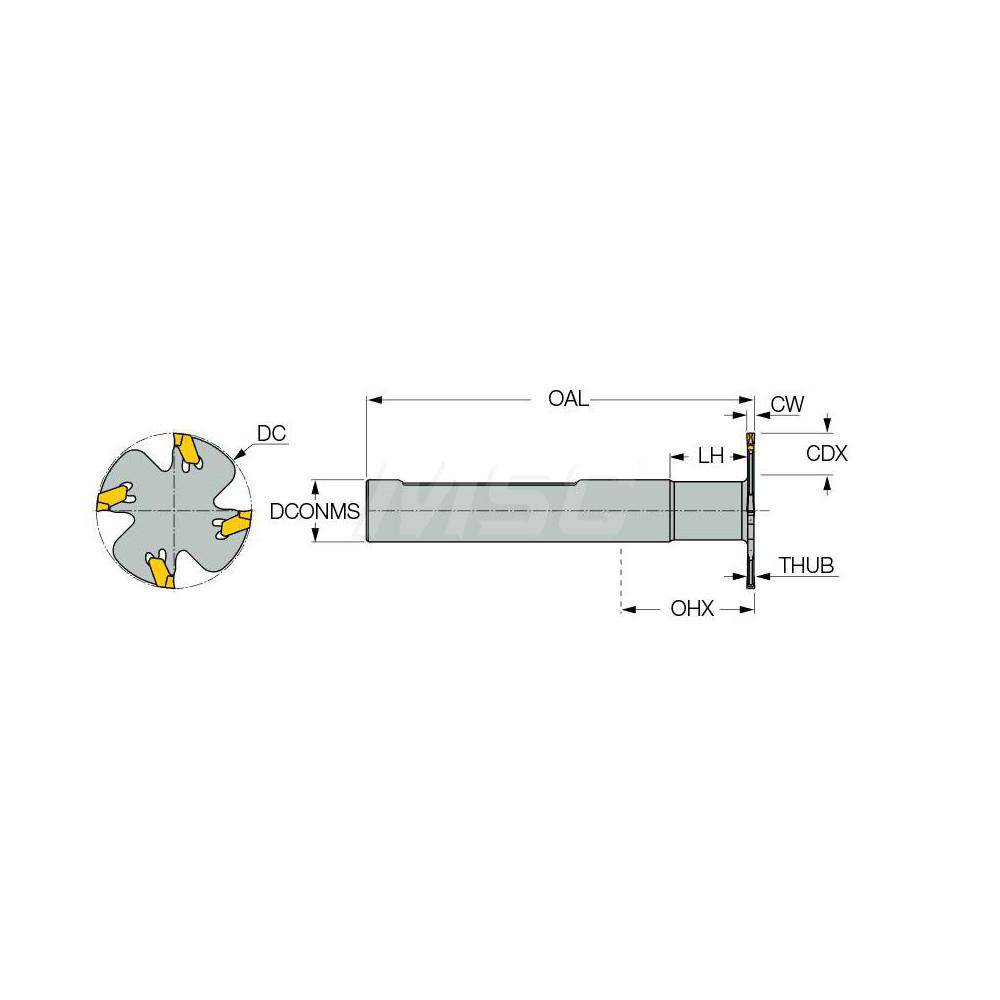 Iscar Indexable Slotting Cutter: 0.0590" Cutting Width, Shank Connection, 0.6300" Shank Dia, Right Hand - 2302438