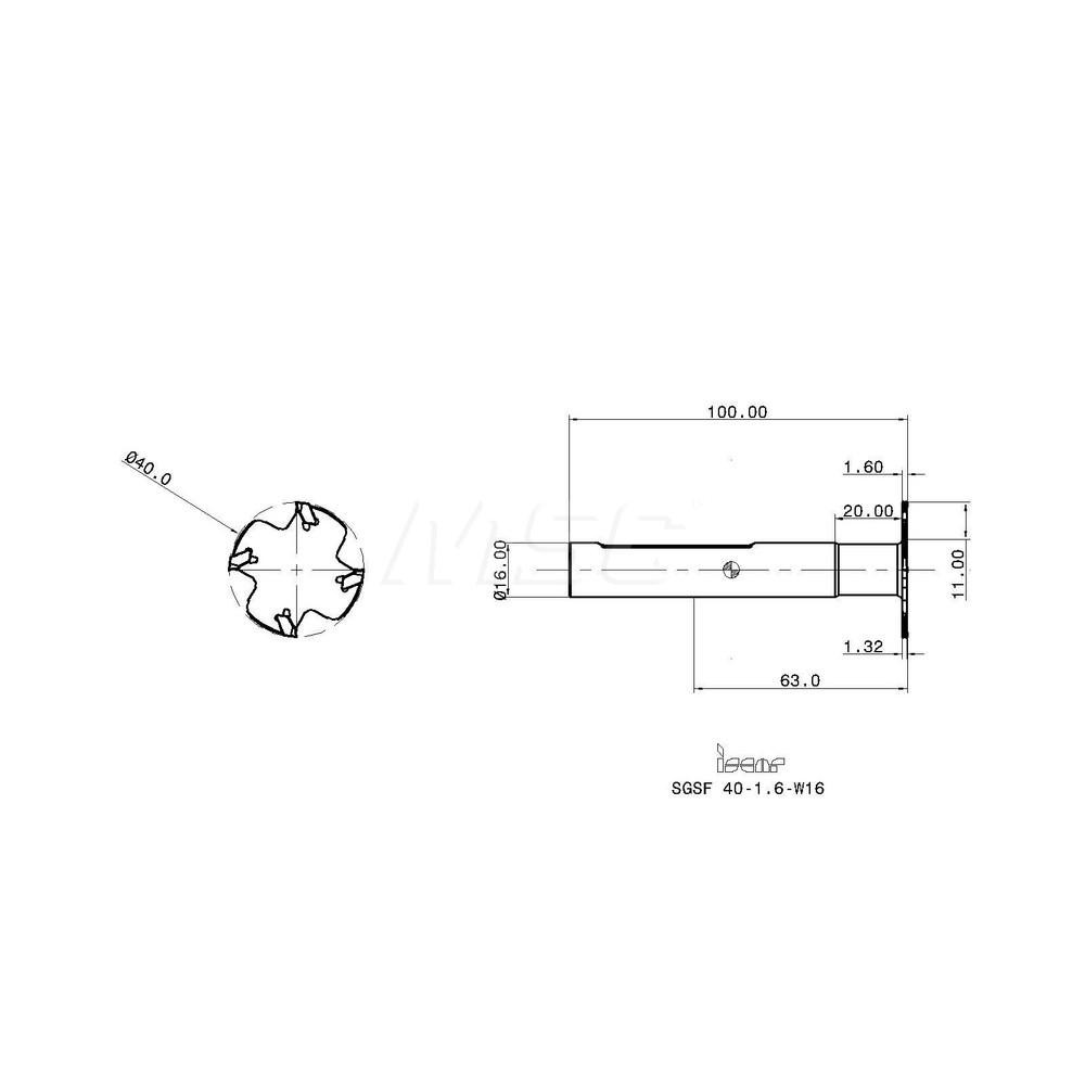Iscar Indexable Slotting Cutter: 0.0590" Cutting Width, Shank Connection, 0.6300" Shank Dia, Right Hand - 2302438