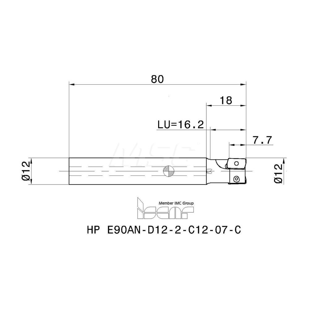 Iscar Indexable Square-Shoulder End Mill:  HPE90AND122C1207C,  Cylindrical Shank - 3103369