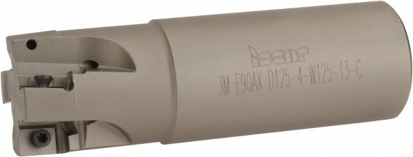 LMT Indexable Square-Shoulder End Mill: EMU90A17-125WFIF1.2590, 1-1/4" Cut Dia, 0.65" Max Depth of Cut, 1-1/4" Dia Weldon Flat Shank - 1950351