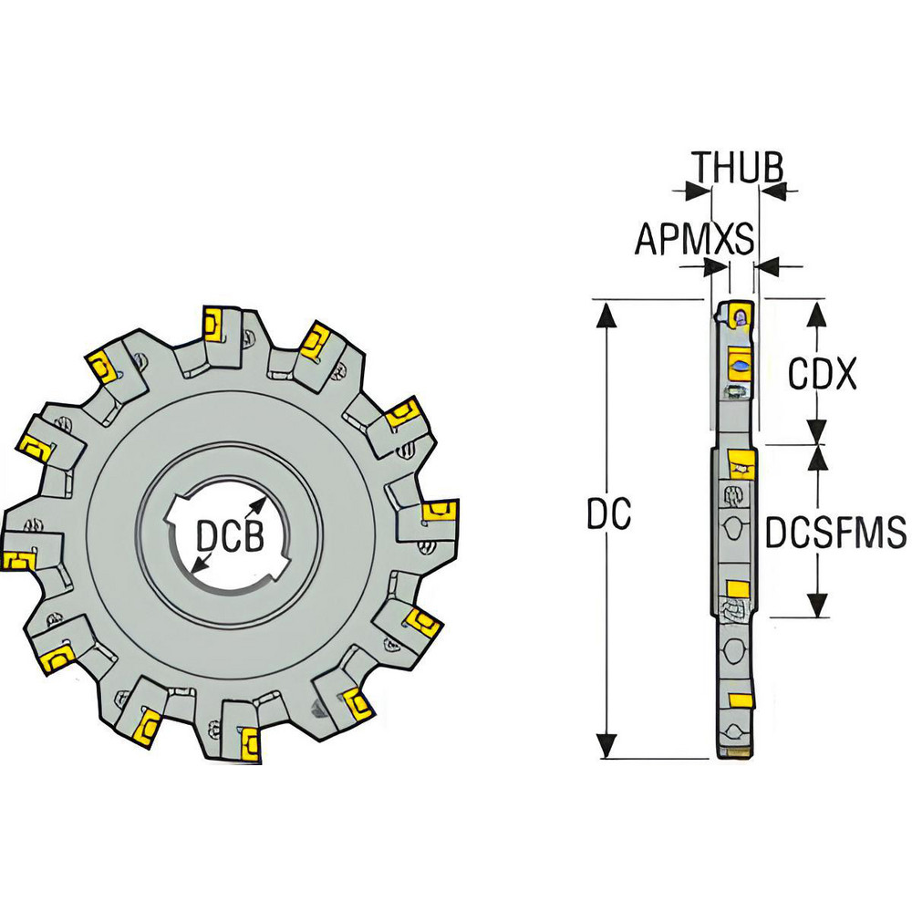 Seco Indexable Slotting Cutter: 0.1960" Cutting Width, 12.0000" Cutter Dia, Arbor Connection, 4.3900" Depth of Cut, 2.0000" Hole Dia, Neutral - 02740874