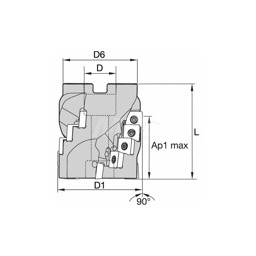 Kennametal 80mm Cut Dia, 32mm Arbor Hole Dia, 61.65mm Max Depth, Indexable Square-Shoulder Face Mill - 2400695