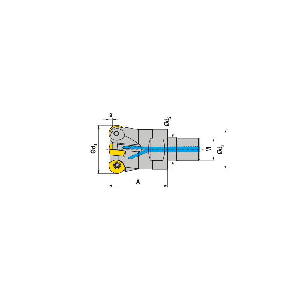 Ceratizit Indexable Ball Nose End Mill: 25 mm Cut Dia, Solid Carbide, 107 mm OAL - 50685625