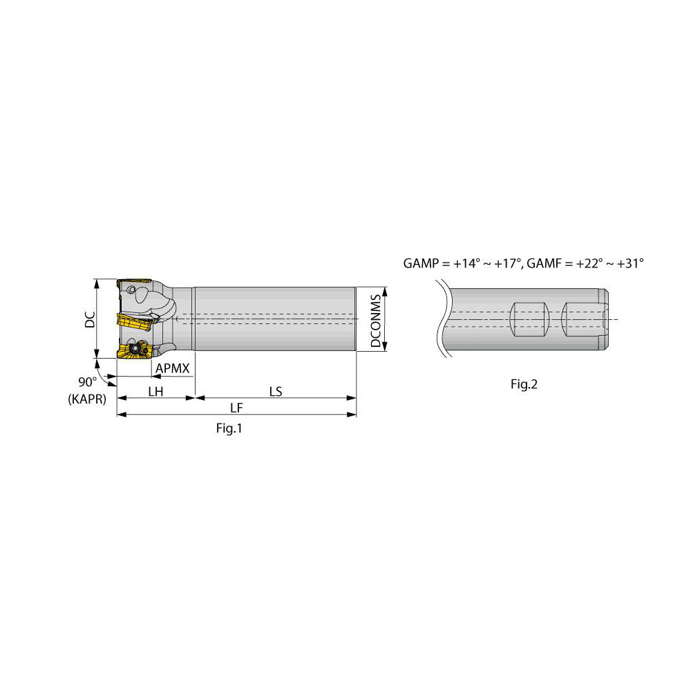 Tungaloy Indexable Square-Shoulder End Mill: EPO18R100U0100W02, 1" Cut Dia, 0.657" Max Depth of Cut, 1" Dia Weldon Flat Shank - 3012023