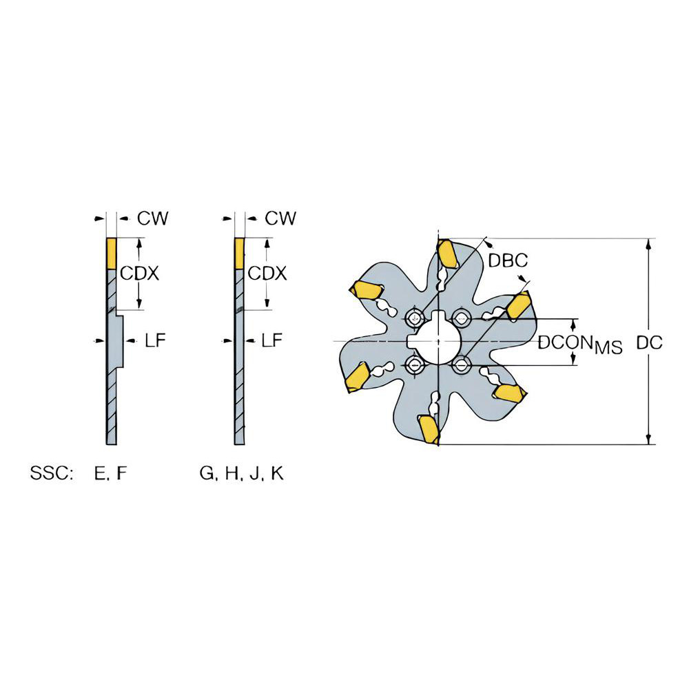 Sandvik Coromant Indexable Slotting Cutter: 3/32" Cutting Width, 6" Cutter Dia, Arbor Connection, 1.4252" Depth of Cut, Right Hand - 6657554