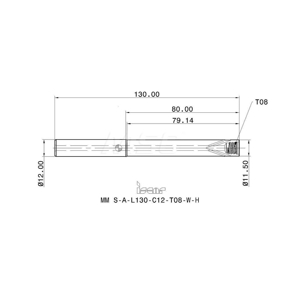 Iscar Replaceable Tip Milling Shank: Series Multimaster, 80 mm Projection, 12 mm 90 ° Stepped Shank - 3104439
