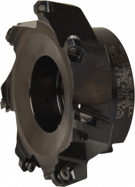 Kennametal 4" Cut Dia, 1-1/4" Arbor Hole, 3.5mm Max Depth of Cut, 43° Indexable Chamfer & Angle Face Mill - 2489447