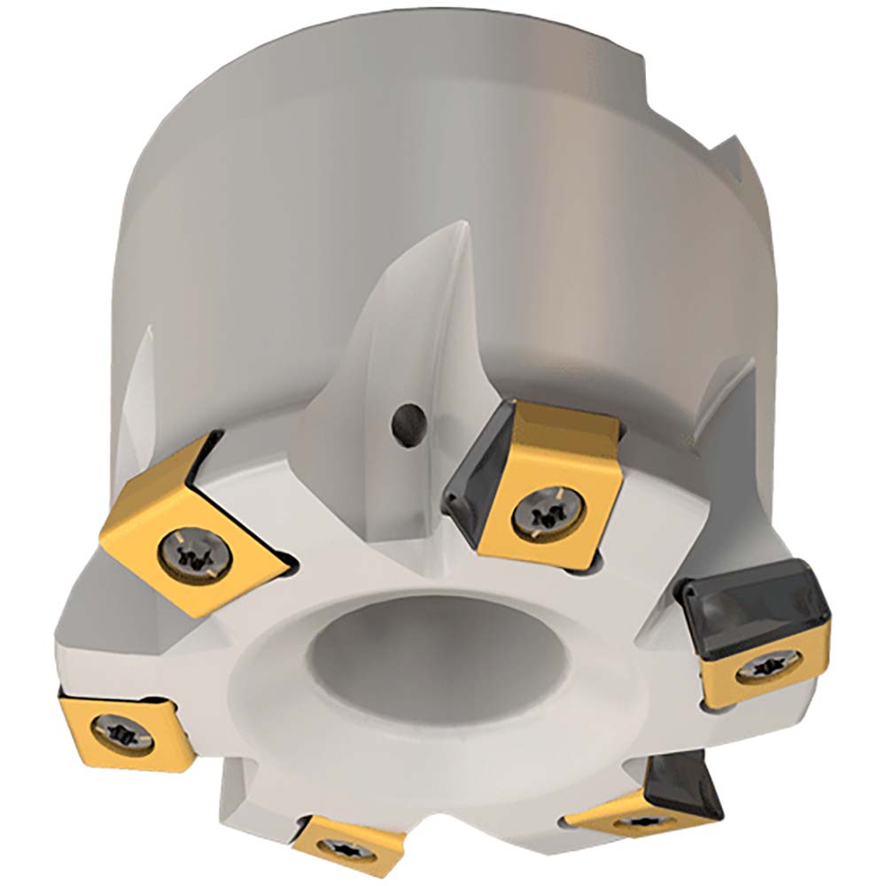 Iscar Indexable High-Feed Face Mill: 37.7 to 52 mm Cut Dia, 22 mm Arbor Hole - 3323461