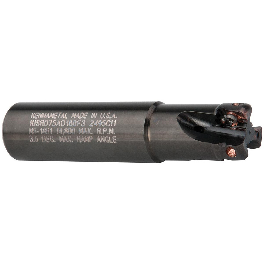 Kennametal Indexable Square-Shoulder End Mill:  KISR075AD160F3R,  0.7500'' Shank Dia,  Weldon Flat Shank - 2494463