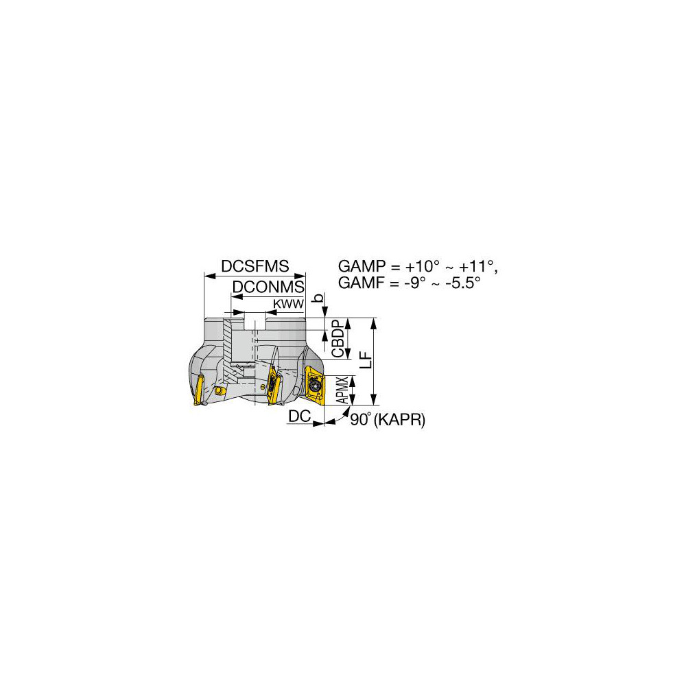 Tungaloy 80mm Cut Dia, 27mm Arbor Hole Dia, Indexable Square-Shoulder Face Mill - 3109684