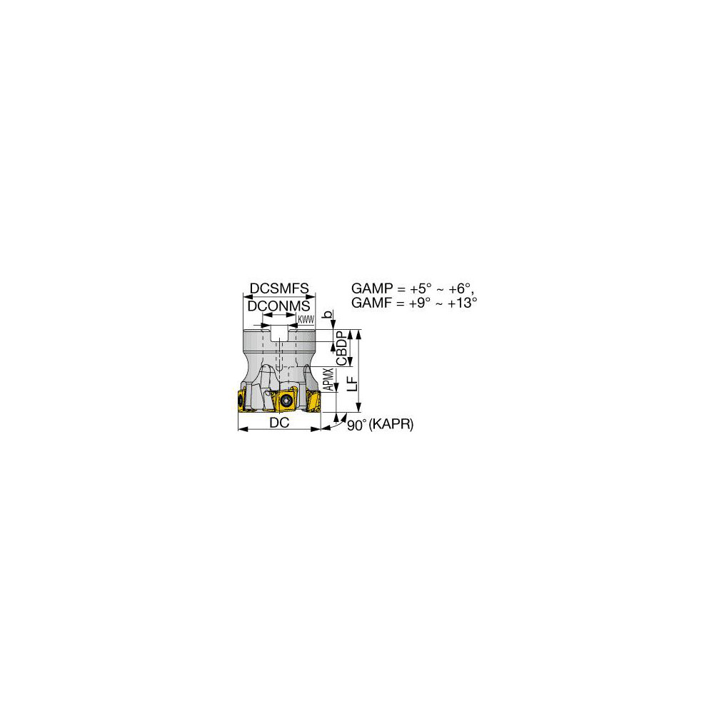 Tungaloy 80mm Cut Dia, 1" Arbor Hole Dia, 9.7mm Max Depth, Indexable Square-Shoulder Face Mill - 6860085