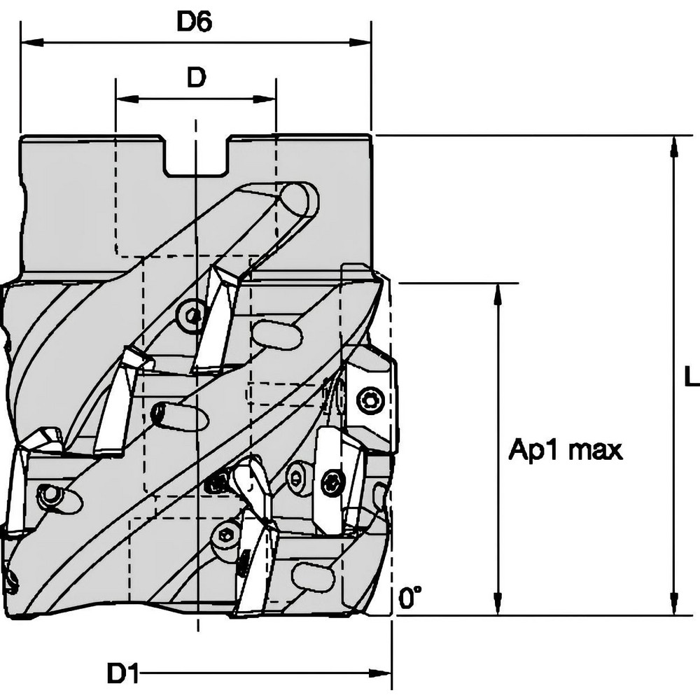 Kennametal 2" Cut Dia, 3/4" Arbor Hole Dia, 1.59" Max Depth, Indexable Square-Shoulder Face Mill - 3732934