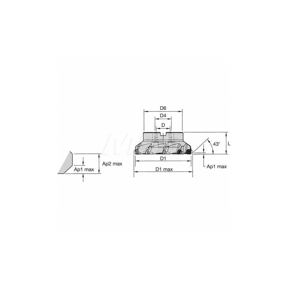 Kennametal 50mm Cut Dia, 22mm Arbor Hole Dia, Indexable Square-Shoulder Face Mill - 2487015