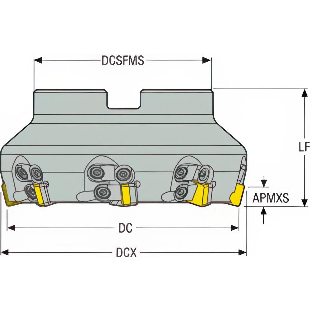 Seco 4.03" Cut Dia, 1-1/2" Arbor Hole, 0.315" Max Depth of Cut, 75° Indexable Chamfer & Angle Face Mill - 00059859