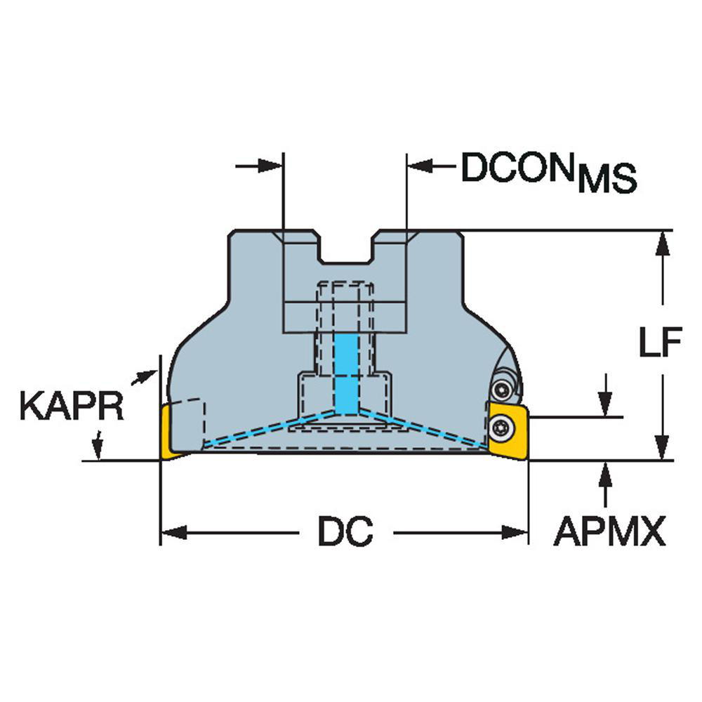 Sandvik Coromant 5" Cut Dia, 1-1/2" Arbor Hole Dia, 0.4331" Max Depth, Indexable Square-Shoulder Face Mill - 5740382