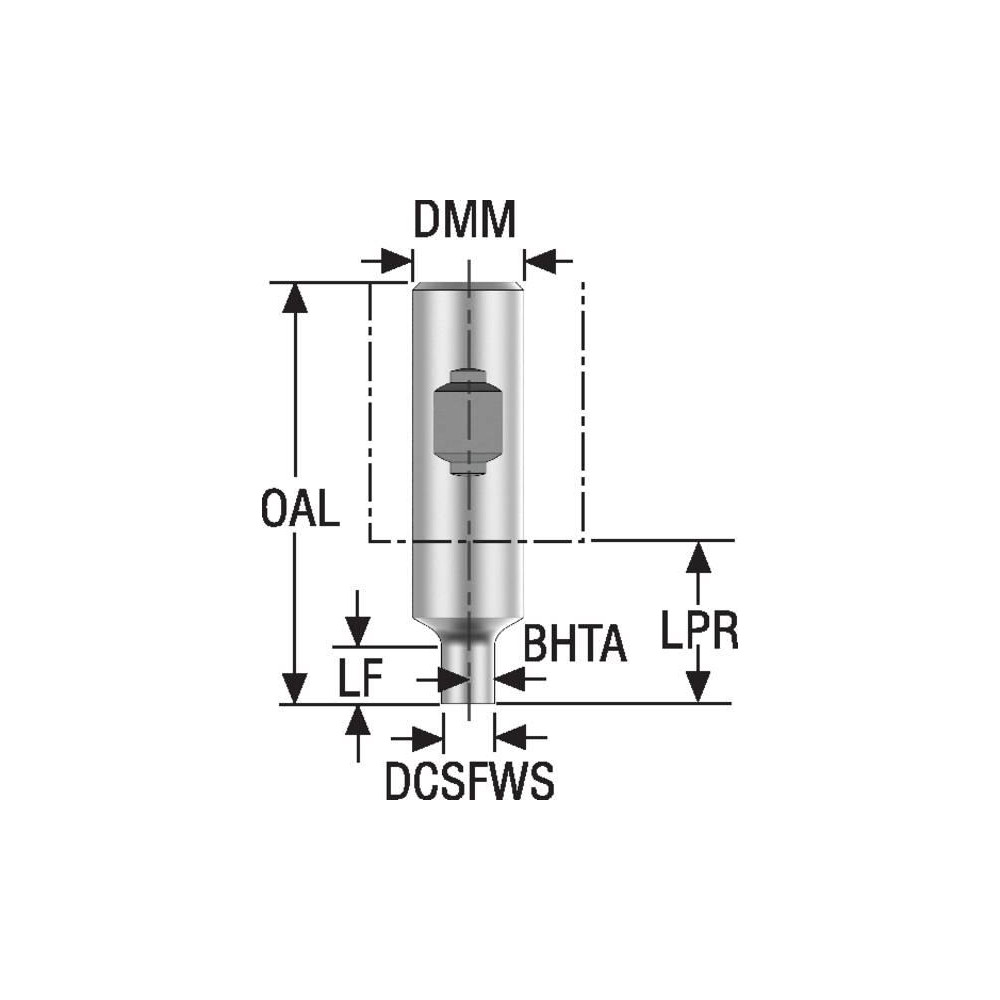 Seco Replaceable Tip Milling Shank: Series Minimaster, 25 mm Projection, 3/4" 87 ° Shank - 75015052