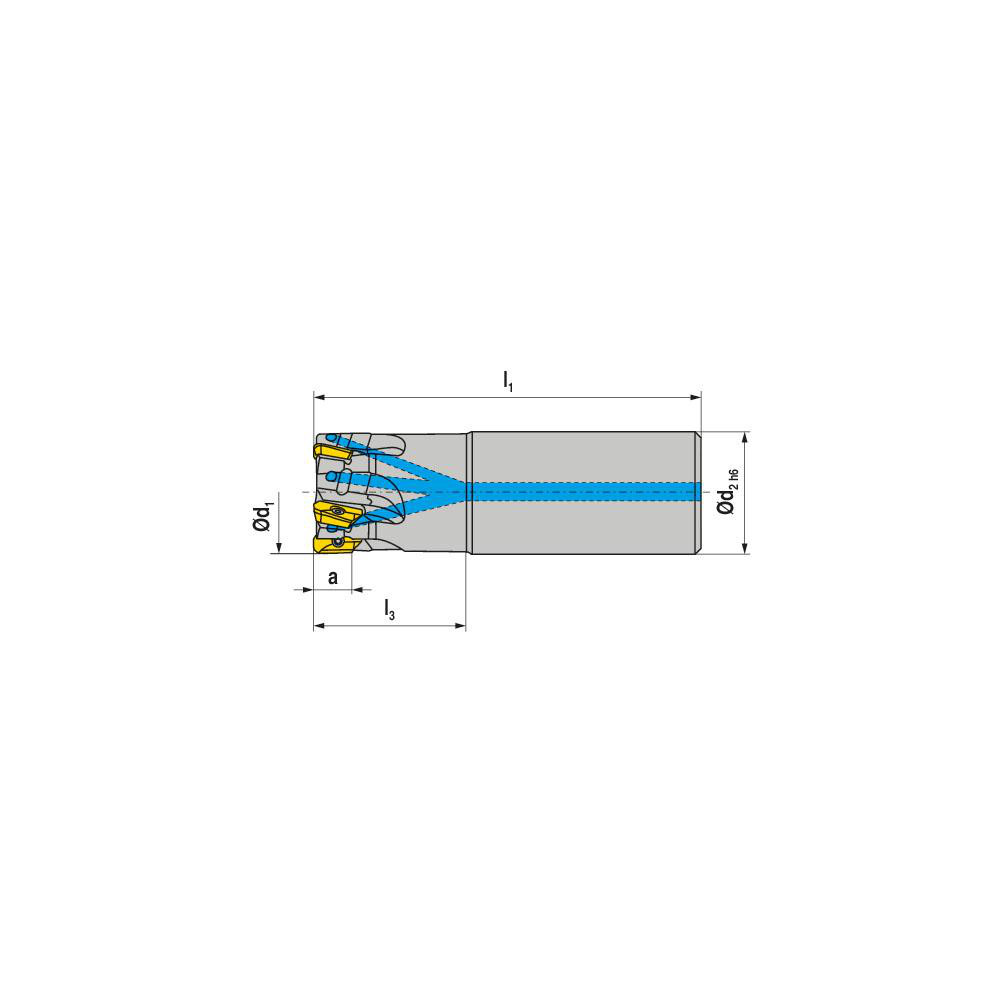 Ceratizit Indexable Square-Shoulder End Mill: C211.25.R.03-11-A-32, 25 mm Cut Dia, 10 mm Max Depth of Cut, 25 mm Dia Cylindrical Shank - 50737625