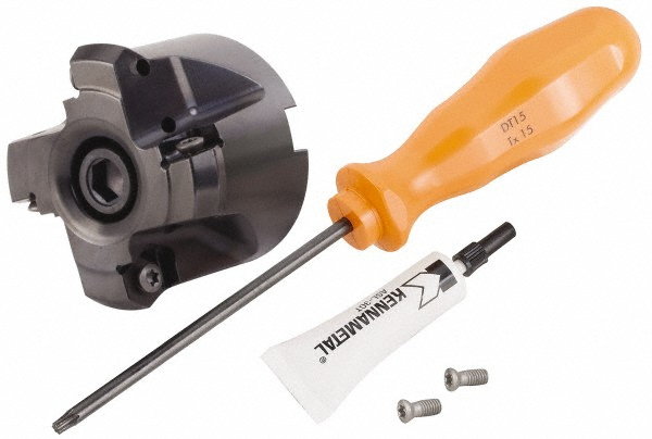 Kennametal 3" Cut Dia, 1" Arbor Hole, 4.42mm Max Depth of Cut, 30° Indexable Chamfer & Angle Face Mill - 4136395