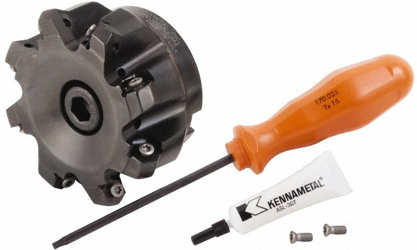Kennametal 3" Cut Dia, 1" Arbor Hole, 4.42mm Max Depth of Cut, 30° Indexable Chamfer & Angle Face Mill - 4136395